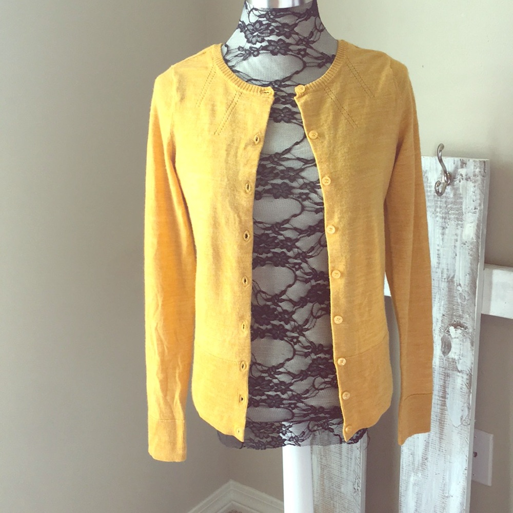 Mustard yellow cardigan sweater by The Limited